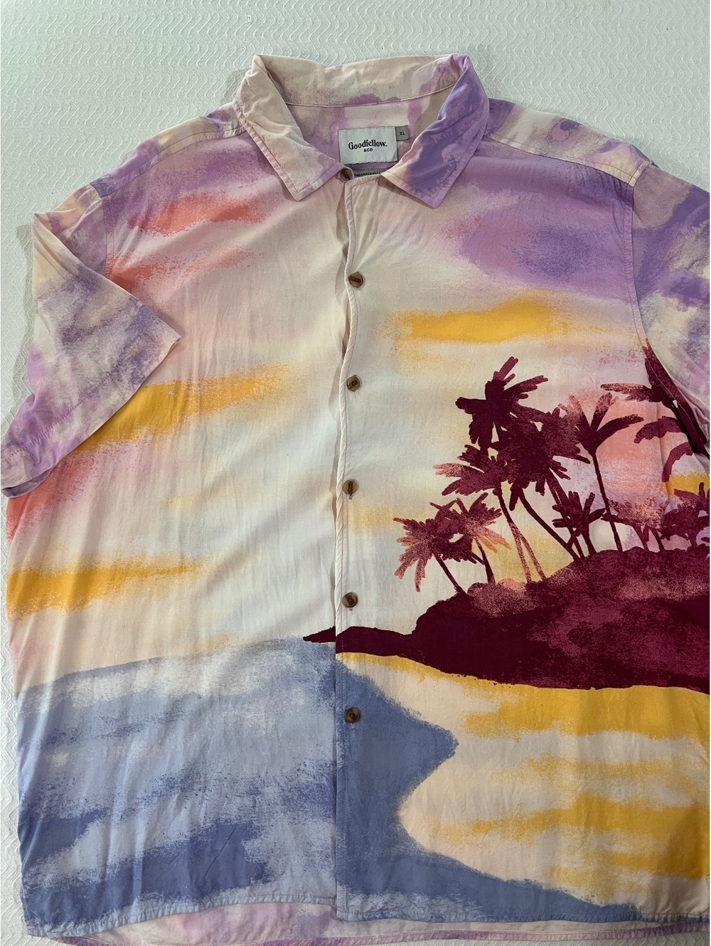 Goodfellow & Co XL Rayon Button-Up Shirt with Tropical Sunset Print